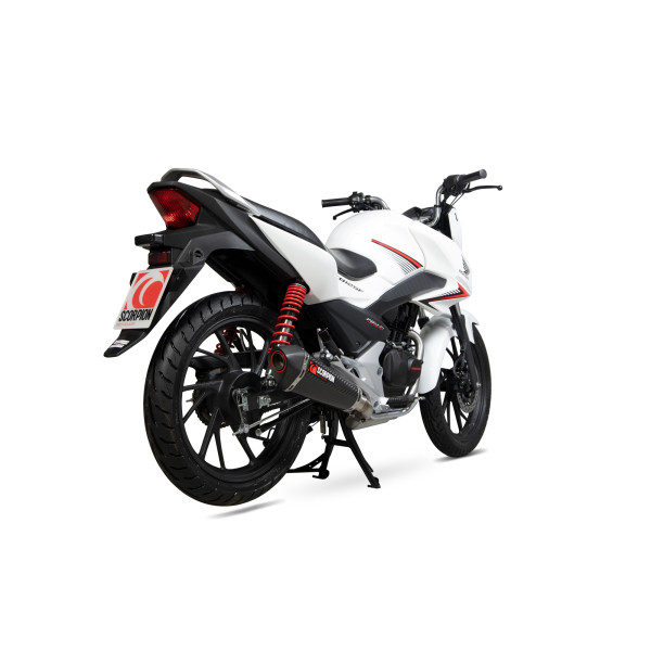 Scorpion Exhaust Honda CB125 F 2017 - 2020 Serket Taper Full System Carbon Fibre Sleeve